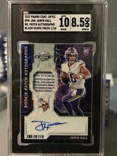 2023 Contenders Optic Football Jaren Hall Black Scope Patch Auto /10 SGC 10 8.5