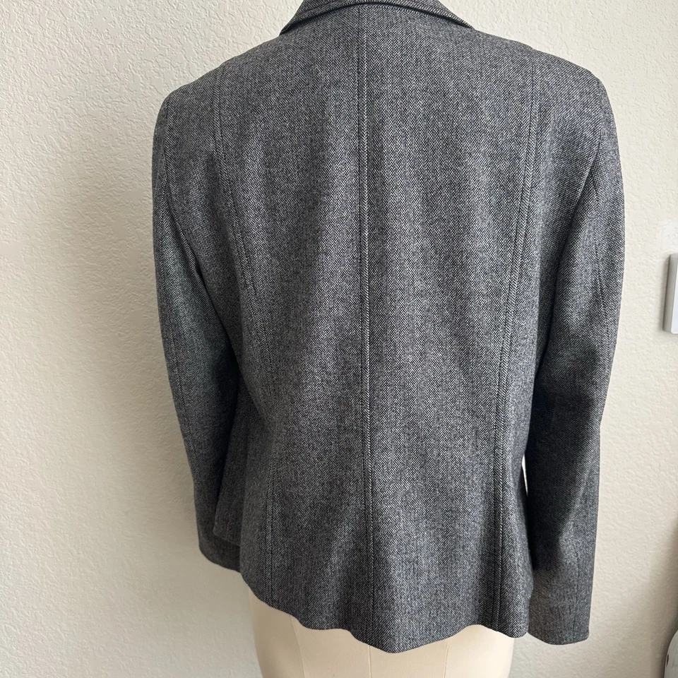 Blazer de lana Worth de 3 botones para mujer chaqueta minimalista talla 12 o grande clásico Foto 4 de 4