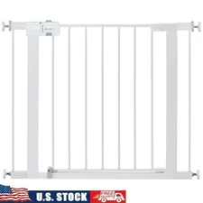 Adjustable Baby Gate W/ Door Child Pet Friendly Easy Installation Secure Locking