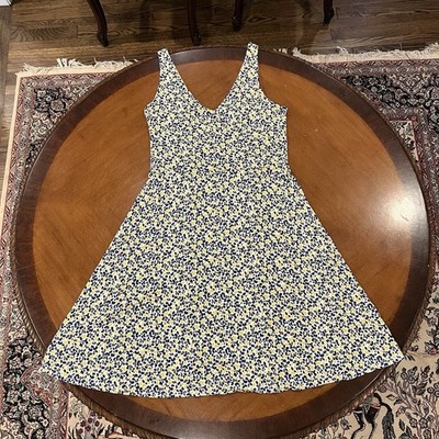Boden Willa Faux Wrap Jersey Dress Ditsy Floral Print Size 16L Yellow/Blue  | eBay