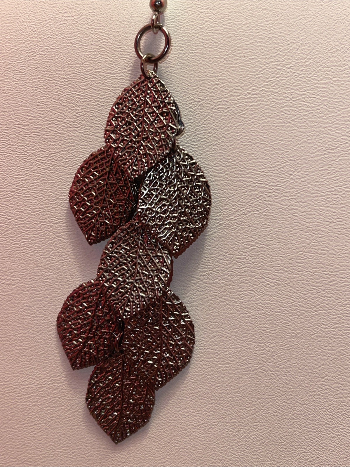 Silver-Tone Multi-Layered  Cascading Leaf Dangle … - image 2