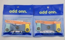 Two Silicone Reusable Cable Wraps 4 pack Stylish Silicone Rubber Wraps Add On