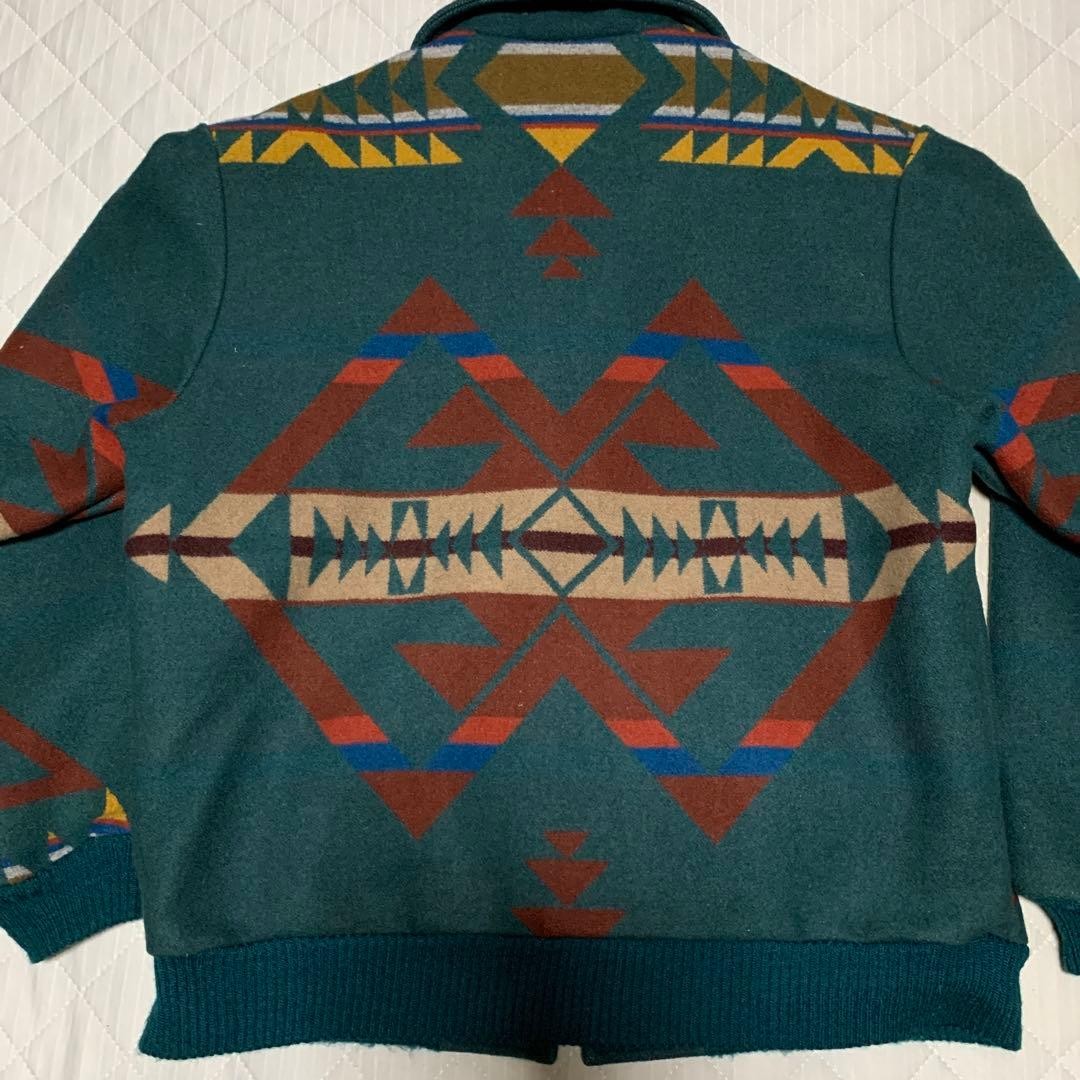 Pendleton USA Wool Rug Pattern Green Jacket L wit… - image 10