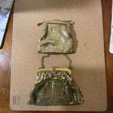 Bigger Vintage Gold Tone Metal Mesh Coin Purse with Chain Handle for Women