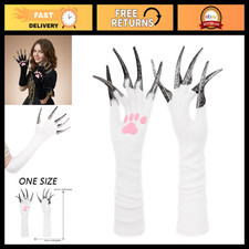 Scary Witch Long Gloves with Paw Pads Nails for Halloween Costume Party