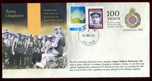 2015 AUSTRALIA SALVATION ARMY CENTENARY OF ARMY CHAPLAINS FDC VFC