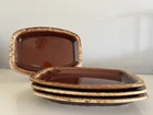 Hull Pottery Brown Drip MCM Oven Proof Rectangle Plates USA Vintage Set of 4