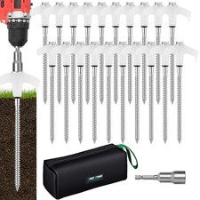 8" Heavy Duty Screw in Tent Stakes, Metal Camping Stakes, Drill-In Ground Anc...