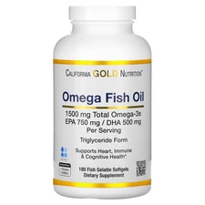 Norwegian Omega-3 Fish Oil with EPA/DHA, Natural Lemon, 180 Softgels