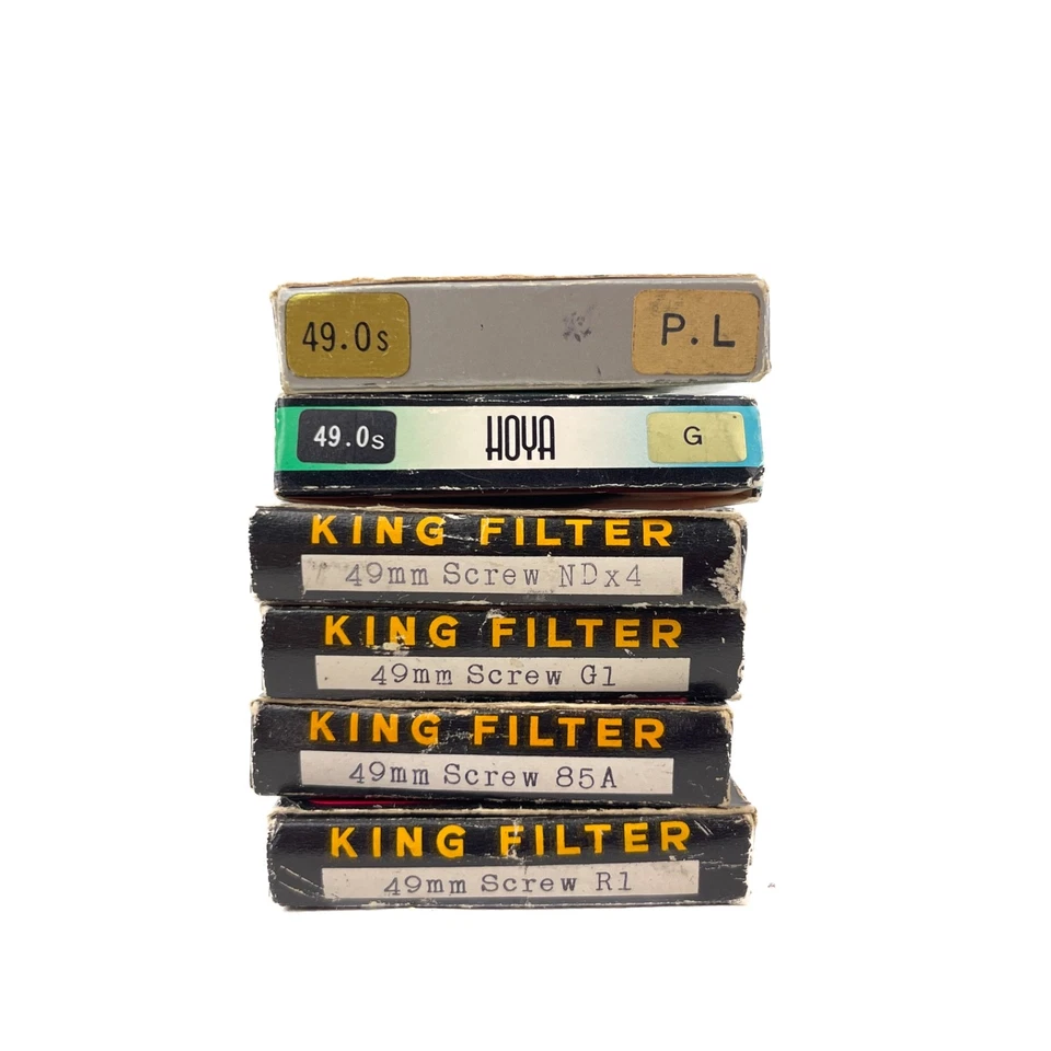Vintage 49mm Lens Filter Lot of 9 -King, Hoya, Toko- Polarizer, ND x4, G, R1, UV - Image 2 of 2