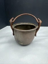 Antique Georgian/ Victorian Small Brass Iron Cauldron/Pan/Cooking Pot Planter