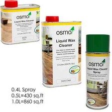 OSMO 3029 Clear LIQUID WAX CLEANER Oiled Wood Stain Remover Various Sizes