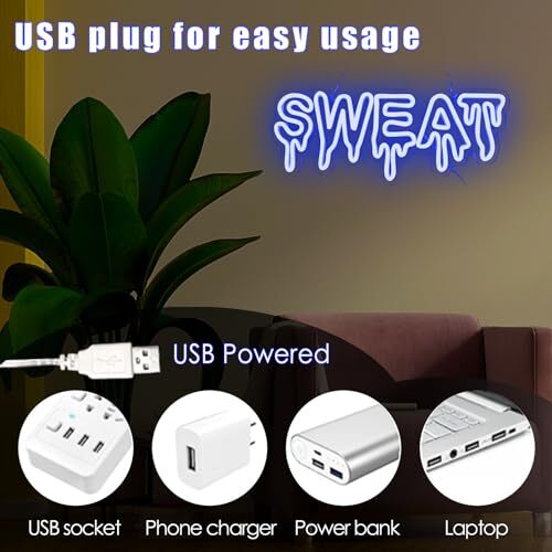 Sweat Neon Sign Word Neon Light LED Neon Sign for Wall Décor Sweat-Blue - Picture 7 of 7
