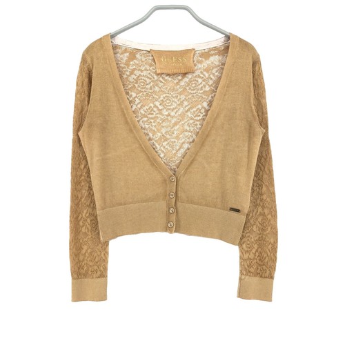 Her lip to Lyra Gold Button Cardigan, Knit Cardigan, Size F, Beige