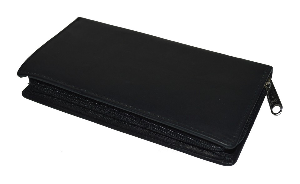 LeatherBoss Zippered Checkbook Holder Wallet – Genuine Leather With Pull-Out Checkbook & Card Slots - View #3