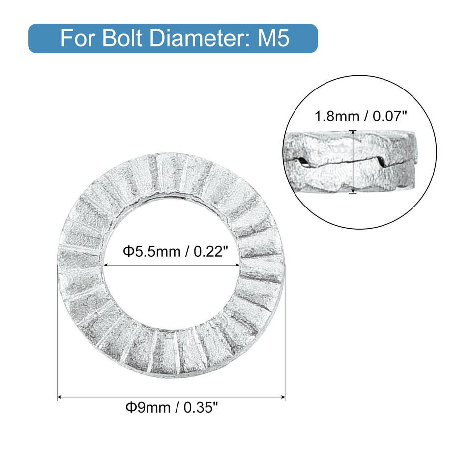 Wedge Locking Washers for M5 Bolts, 20pcs Manganese Steel Washers eBay