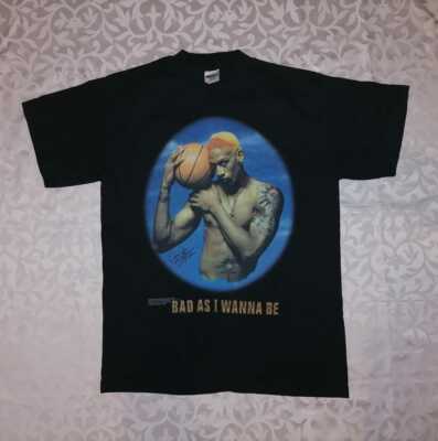 VINTAGE DENNIS RODMAN 1996 T SHIRT BAS AS I WANNA BE RARE SIZE L