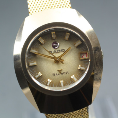 [Near MINT-] Vintage RADO BALBOA V Gold Date 35mm Men's Automatic Watch
