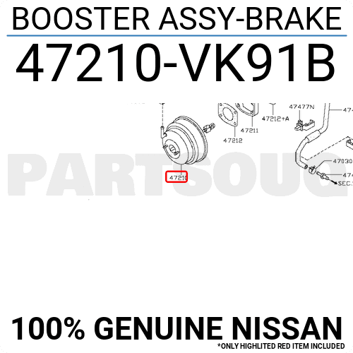 47210VK91B Genuine Nissan BOOSTER ASSY-BRAKE 47210-VK91B | eBay