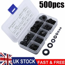 500pcs Flat Washers Nylon Rubber Rings Plain Repair Gasket Assortment M2-M10 Set