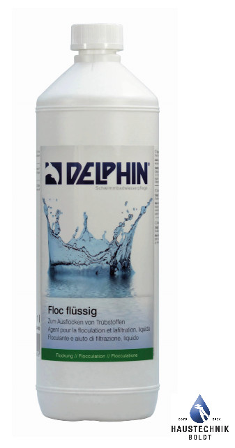 DELPHIN Floc líquido 1 litro, apto para floculación continua, ¡súper para dosificar!