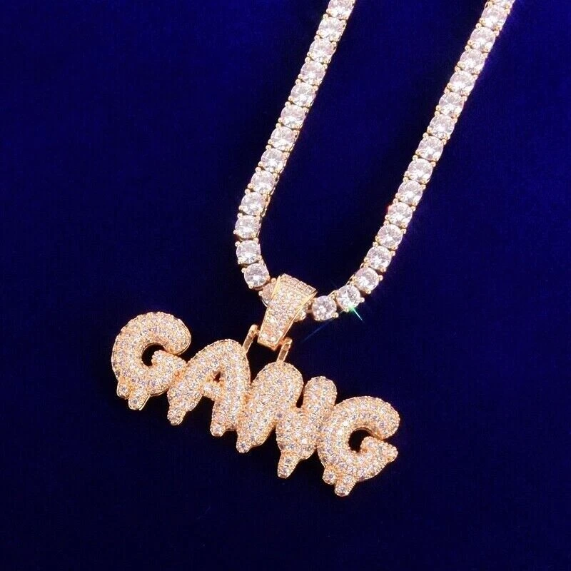 Iced out letter sales necklace