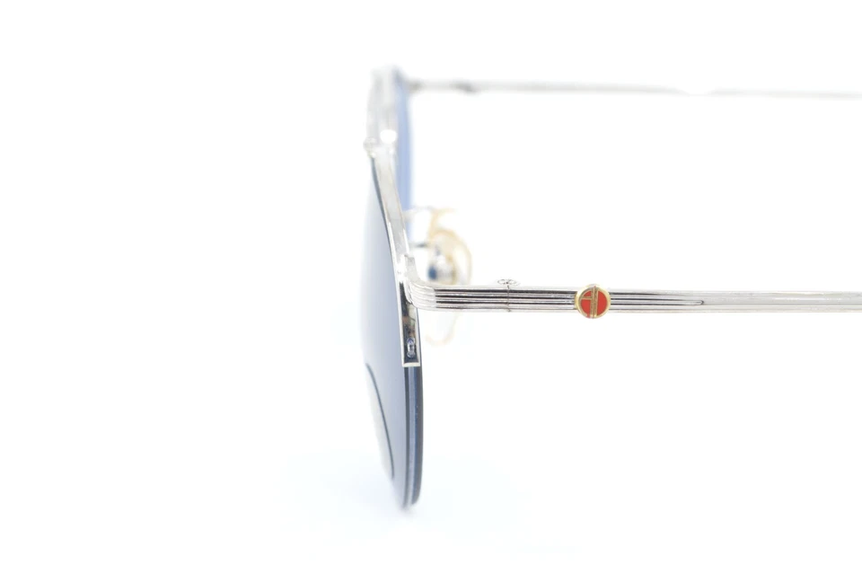 Nuevas gafas de sol Alain Delon 6022 2 años 80 vintage plateadas dobles puentes media montura nuevas de stock Foto 3 de 4