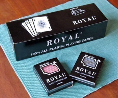 12 Decks Royal Pokerkarten + 2 Cutkarten Jumbo Index 100% Plastik Poker Karten