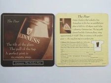 Beer Pub Coaster ~ Guinness Stout ~ Perfect Pour Instructions! ~ Dublin, Ireland