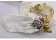 6 Pair Vintage TWO FEET AHEAD Gold Lace Anklet Socks, USA Size 9-11