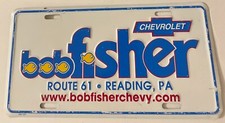 Bob Fisher Chevrolet Dealership Booster License Plate Reading Pennyslvania
