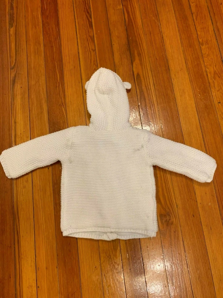 Cárdigan George Niño Pequeño Orejas Capucha Botón Delantero Blanco Talla 9-12 Meses Foto 2 de 4