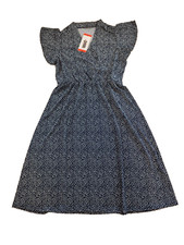 Adrianna Papell Ladies Relaxed Breathable Stretch Faux Wrap Dress Medium Blue