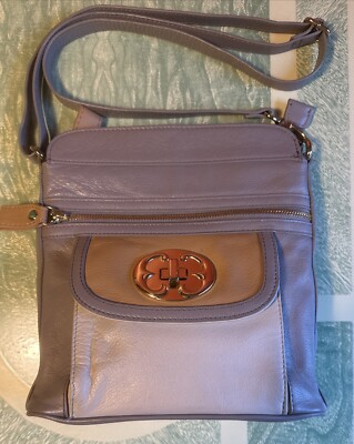 Emma Fox Leather Crossbody Bag Tri-colored Almond, Cream, Yellow Gold Accents