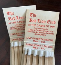The Red Lion Club ~ Camelot Inn ~ Arkansas  Tulsa Oklahoma ~ Vintage Matchbooks