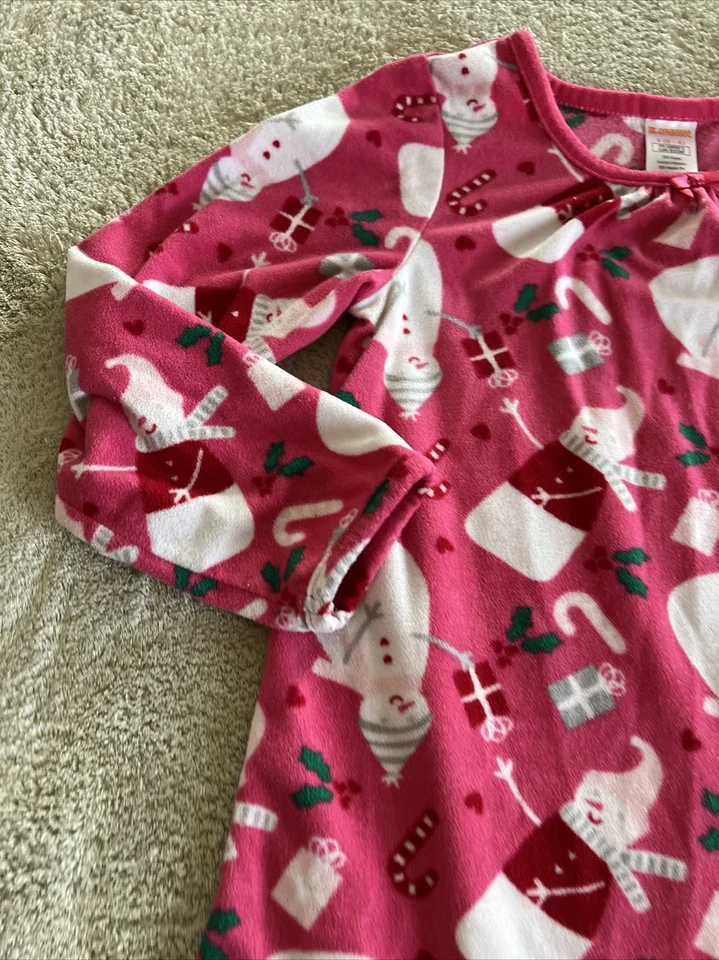 Camisón polar Gymboree Girls rosa blanco muñeco de nieve regalos de Navidad 5-6 Foto 4 de 4