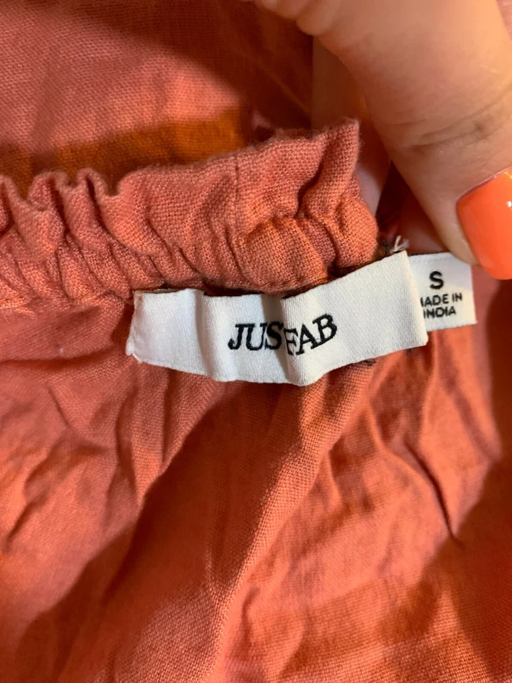Justfab Women’s Short Sleeve Blouse Light Coral Trim Front Size S Small - Изображение 2 из 4