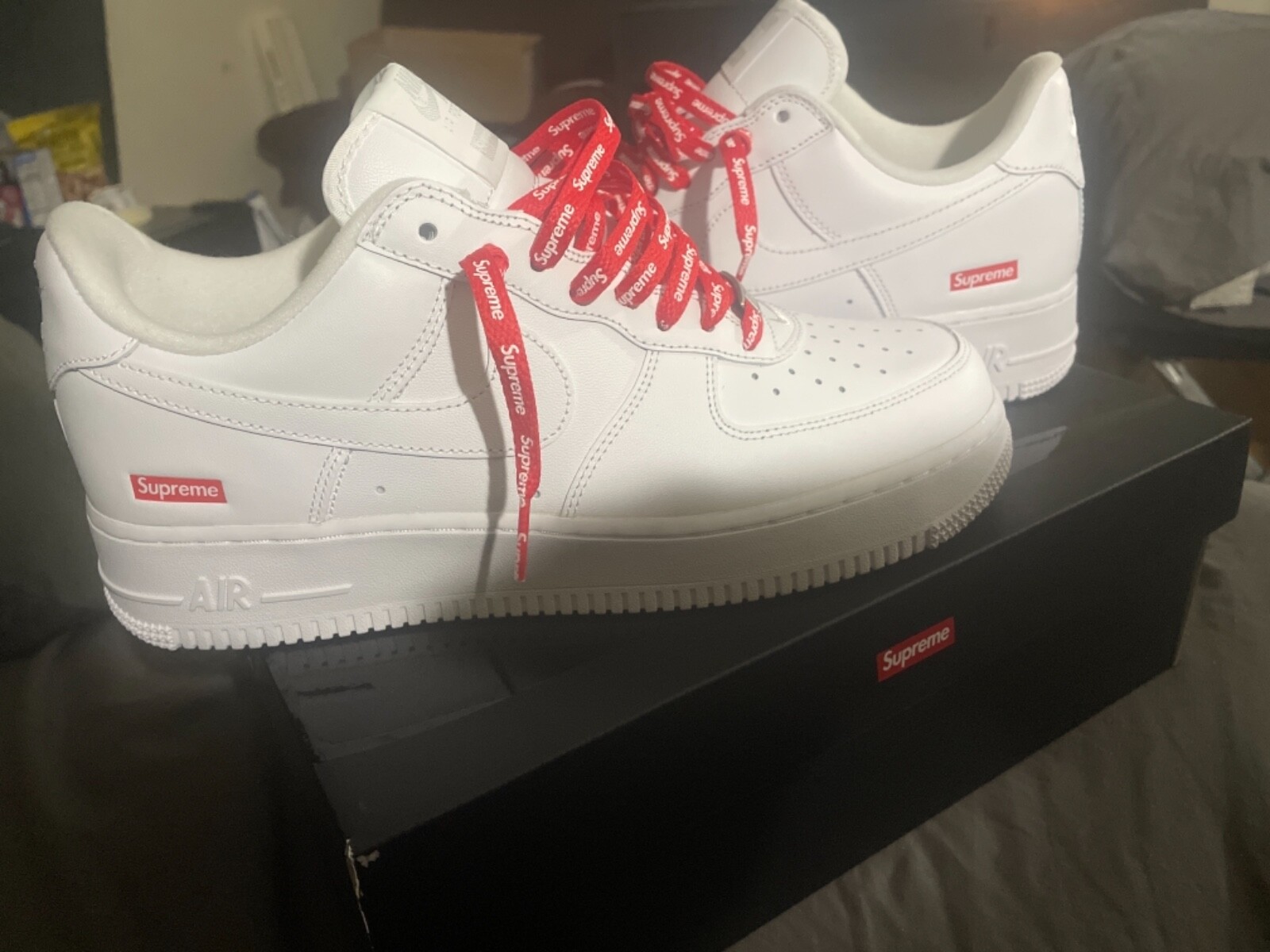Size 9 - Nike Air Force 1 Low x Supreme Box Logo - White 2020 194274091250  | eBay