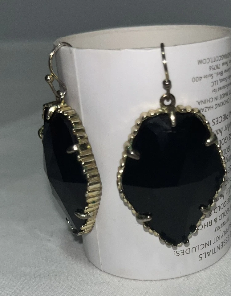 Kendra Scott Corley Gold Tone Black Onyx Earrings - Image 3 of 4