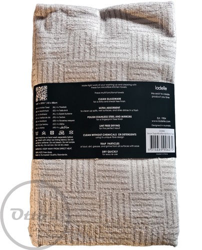 Taupe Ladelle 4 Pack Microfibre Tea Towels Super Absorbent Quick Drying - Picture 3 of 6