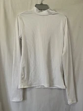 No Boundaries Women's Juniors Mock Neck Ribbed Top Shirt Long Sleeve White S,M
