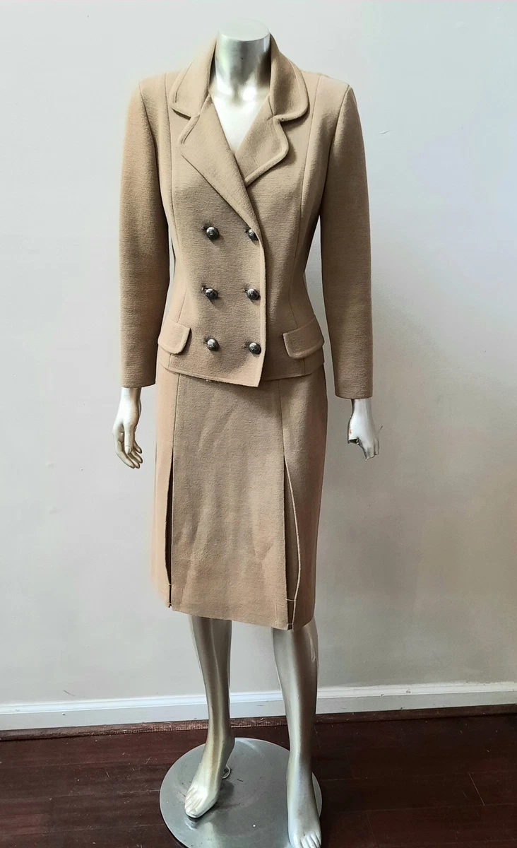 NWOT KIMBERLY VTG 50S WOOL KNIT DOUBLE BREAST JACKET SKIRT PLEATS