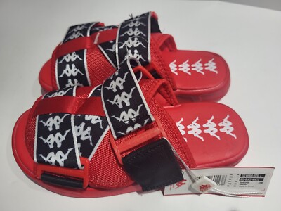 Kappa 222 Banda Mitel Slides Slip Ons RED BLACK WHITE Adult  Unisex Size 4 New