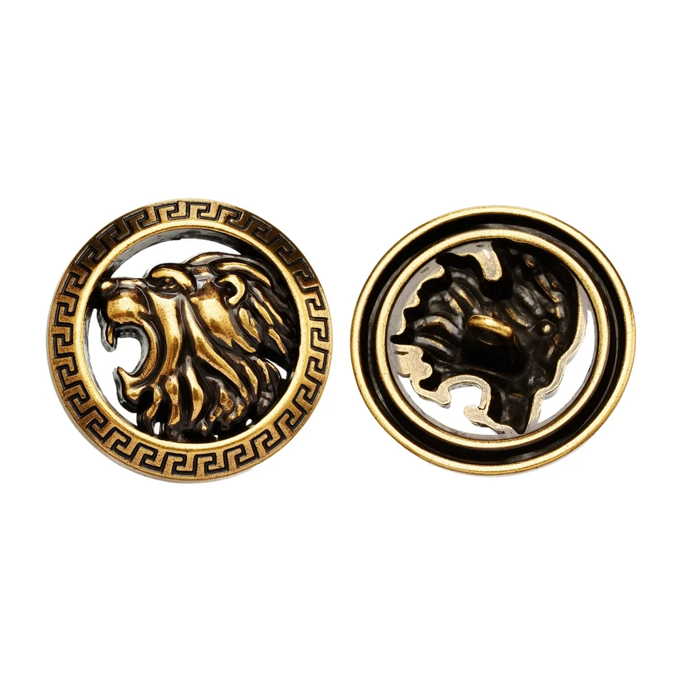 5pcs Vintage Lion Head Metal Button Dual Colors, Ideal for Clothing, DIY, Sewing - Image 2 of 4