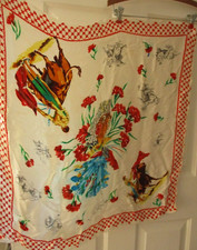 Vintage matador scarf Spanish square satin