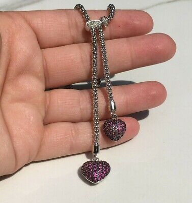 Kay Jewelers Sterling Silver Lab Created Ruby & Diamond Dangling Heart