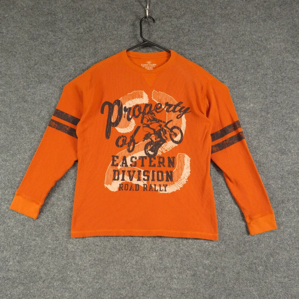 Camisa Faded Glory Niños 2XL Naranja Manga Larga Cuello Redondo Pullover Térmico Foto 2 de 4