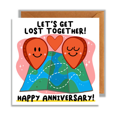 Let's Get Lost Together, Hochzeitstag, Romantik, Karte Jubiläum, Reisen