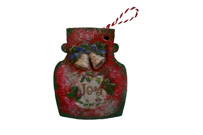 Vintage Look Hand Painted wooden Joy with Bells in Red Color