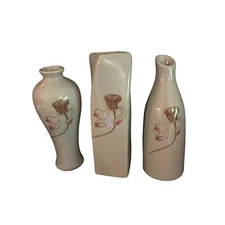 Bella Bode Rustic Farmhouse Home Decor 3 Piece Ceramic Vase Set